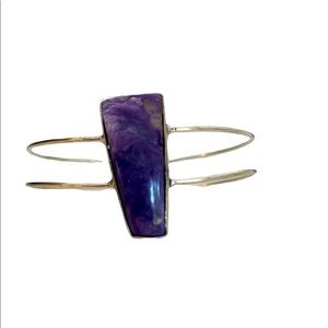 Purple Amethyst Silver Cuff Bracelet